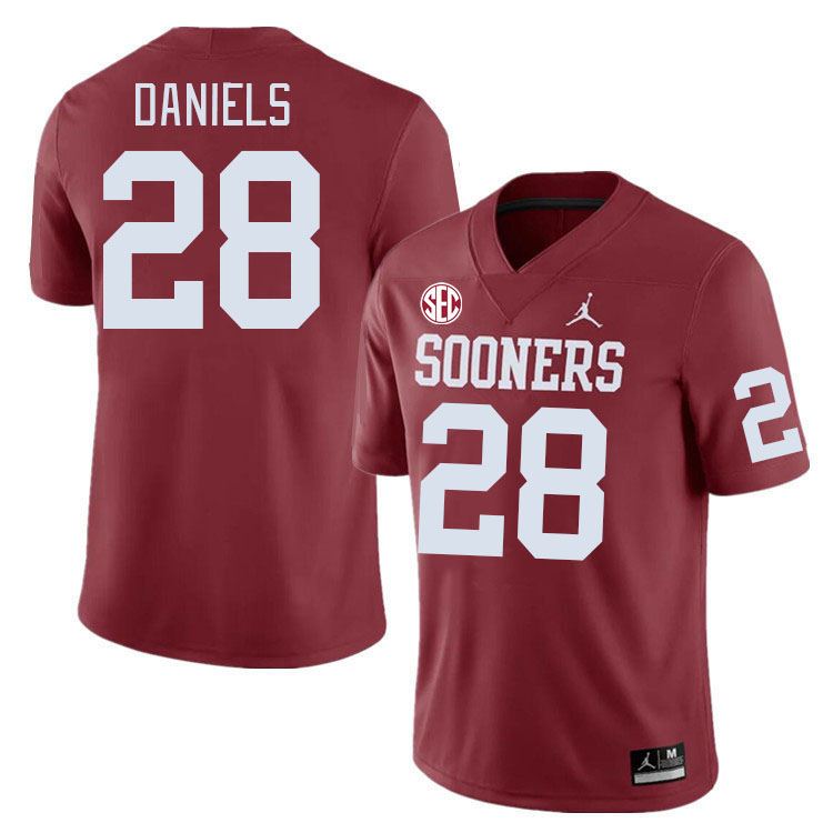 Men #28 KJ Daniels Oklahoma Sooners 2024 SEC Conference College Football Jerseys-Crimson